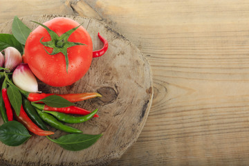 heap of chili pepper on wooden background