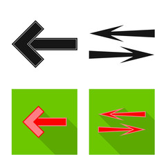 Vector design of element and arrow icon. Set of element and direction vector icon for stock.