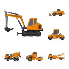 Isolated object of build and construction sign. Set of build and machinery vector icon for stock.