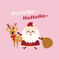 Vector of Christmas Santa claus and reindeer.