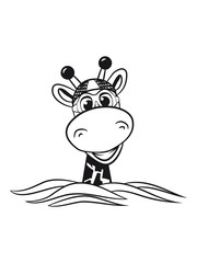 Giraffe witzig süss schwimmen wasser baden 1c