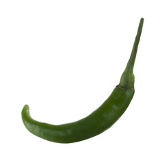 green hot chili pepper isolated on white background