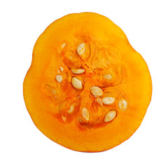 half of pumpkin isolated on white background