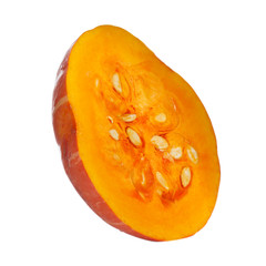 half of pumpkin isolated on white background