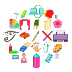 Art workshop icons set. Cartoon set of 25 art workshop vector icons for web isolated on white background