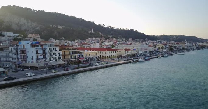 Aerial Footage of a Coastal Village in Zakyntos, Greece
