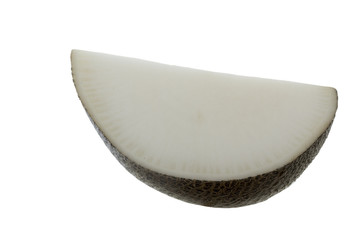 slice of black raphanus isolated on white background