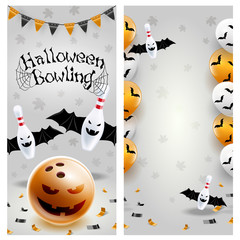Halloween bowling flyer template. Vector clip art illustration.