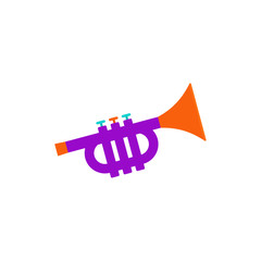 Trumpet baby toy in flat design. Vector cartoon illustration.