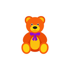 Teddy bear baby toy in flat design. Vector cartoon illustration.