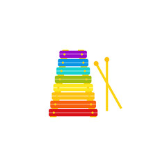 Xylophone baby toy in flat design. Vector cartoon illustration.