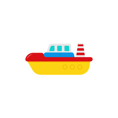 Boat baby toy in flat design. Vector cartoon illustration.