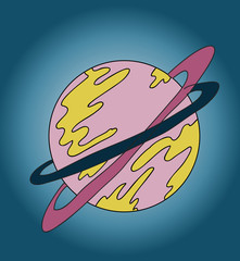 bright unusual planet in outer space