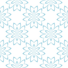 Fototapeta na wymiar Light blue and white floral seamless pattern