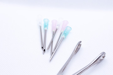 Cannula. Isolated on white of medical needle. Macro shot 