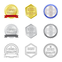 Vector design of emblem and badge icon. Collection of emblem and sticker stock symbol for web.