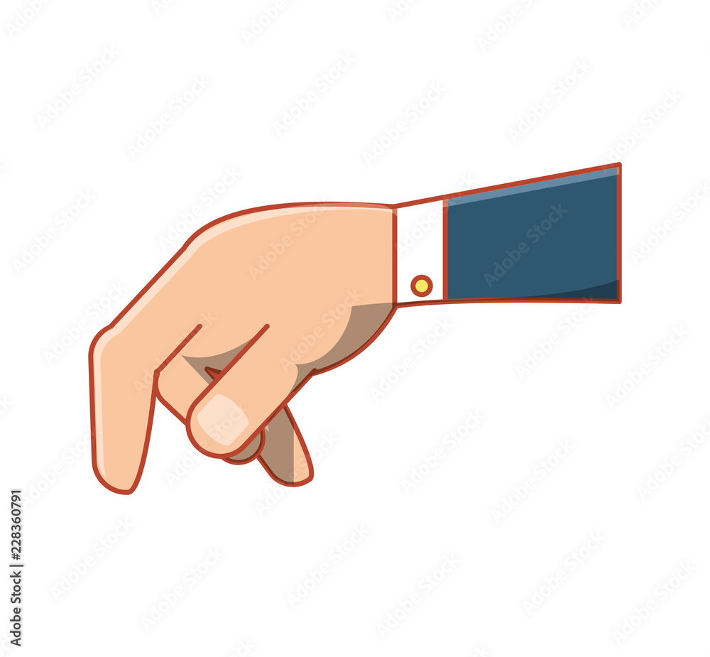 Sticker hand pointing with index finger down