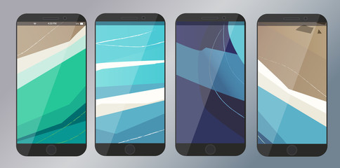 Design of mobile app, UI, UX, GUI. Set with sea waves