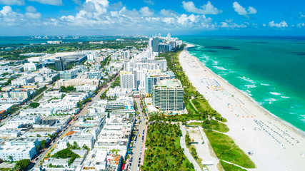 Aerial view of Miami Beach, South Beach, Florida, USA. 