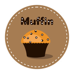 Muffin icon vector illustration on beige background