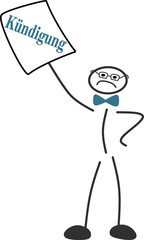 Strichmännchen mit einer Kündigung in der Hand