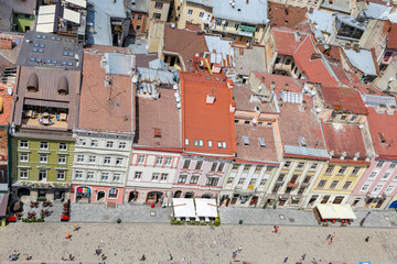 Buildings in Market Square, Lviv, Ukraine