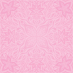 Fototapeta na wymiar Floral Pink vector wallpaper trendy fashion mandala design wedding decorative background