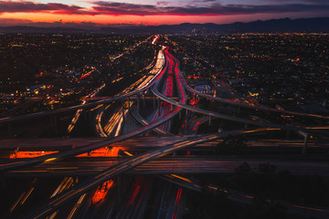 Judge Harry Pregerson Interchange in Los Angeles at sunset