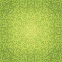 Green Floral Easter Decorative ornate pattern vintage wallpaper vector mandala design backround