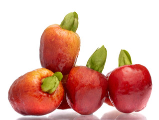 Naklejka na ściany i meble Eugenia involucrata (Brazilian Cherry, Cherry of Rio Grande Tree) fruits isolated on white background closeup