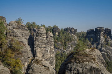 Fototapeta na wymiar Saxony Bastei Mountains national park nature panorama