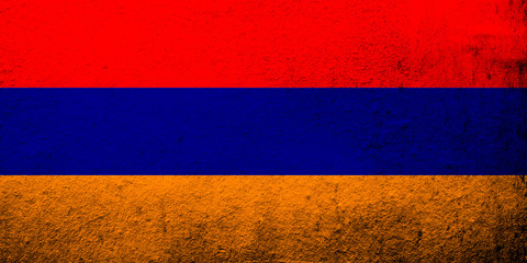 Republic of Armenia  national flag. Grunge background