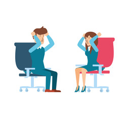 business couple sitting in chair office