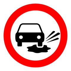 Puddles on the road warning vector sign