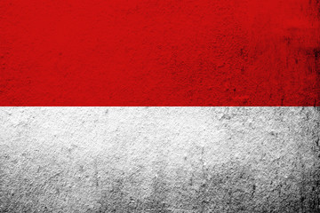 The Republic of Indonesia National flag . Grunge background