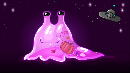 Halloween cosmic cheerful pink slug