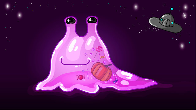 Halloween Cosmic Cheerful Pink Slug