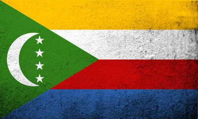 The Union of the Comoros National flag. Grunge background