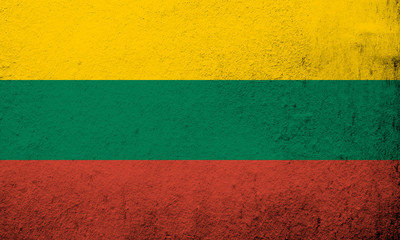 The Republic of Lithuania National flag. Grunge background