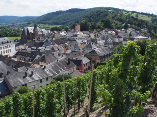 Stadt Saarburg an der Saar - inmitten von Weinbergen in Rheinland-Pfalz
