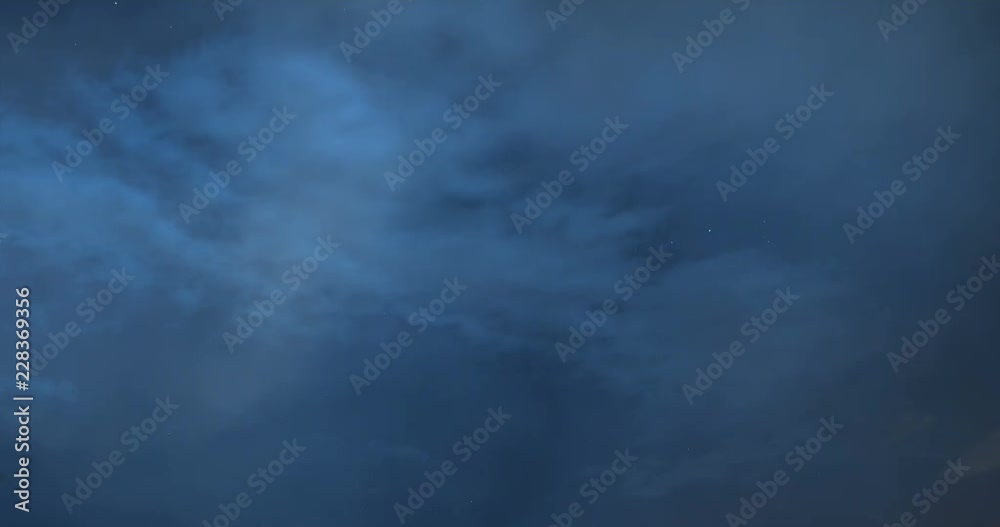 Wall mural thunderstorm flashes with multiple bolts of lightning. time-lapse shot.