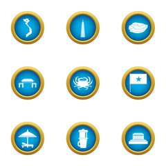 Holiday viet icons set. Flat set of 9 holiday viet vector icons for web isolated on white background