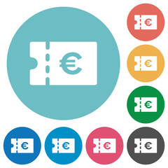 Euro discount coupon flat round icons
