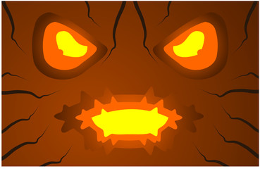 high resolution scary Halloween background pumpkin face vector illustration
