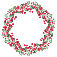 Watercolor wreath of branches for Thanksgiving design