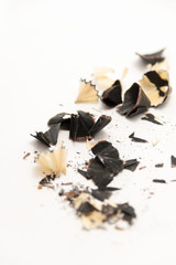 Wood chips, wood pencil trash.