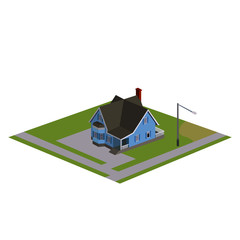 3d house view from above. Vector illustration.