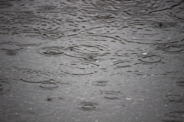 Heavy rain with localised flooding in supermarket car park
