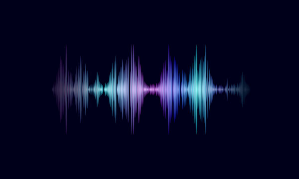 Sound oscillating wave colorful glowing music. Recognition voice assistant technology waveform. Audio equalizer digital computer concept vector illustration