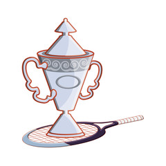 trophy cup with racket tennis